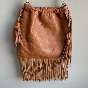 Rebecca Minkoff fringed cognac bag! Super cute for festivals, concerts